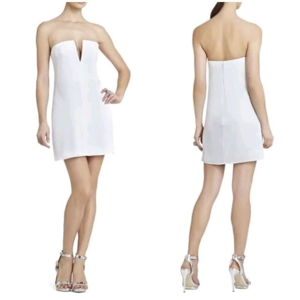 BCBGMaxAzria White Strapless Mini Dress